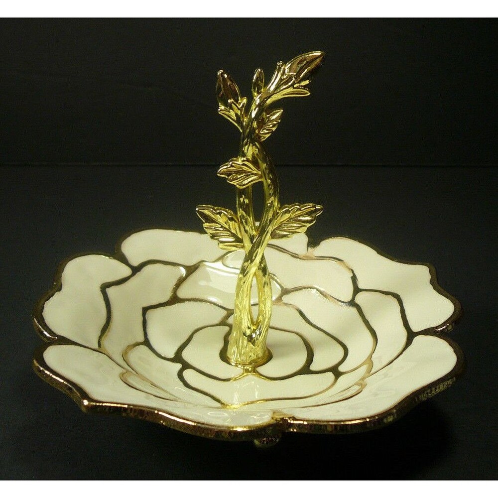 Cynthia Rowley New York Enamel on Metal Flower Tree Ring Jewelry Dish